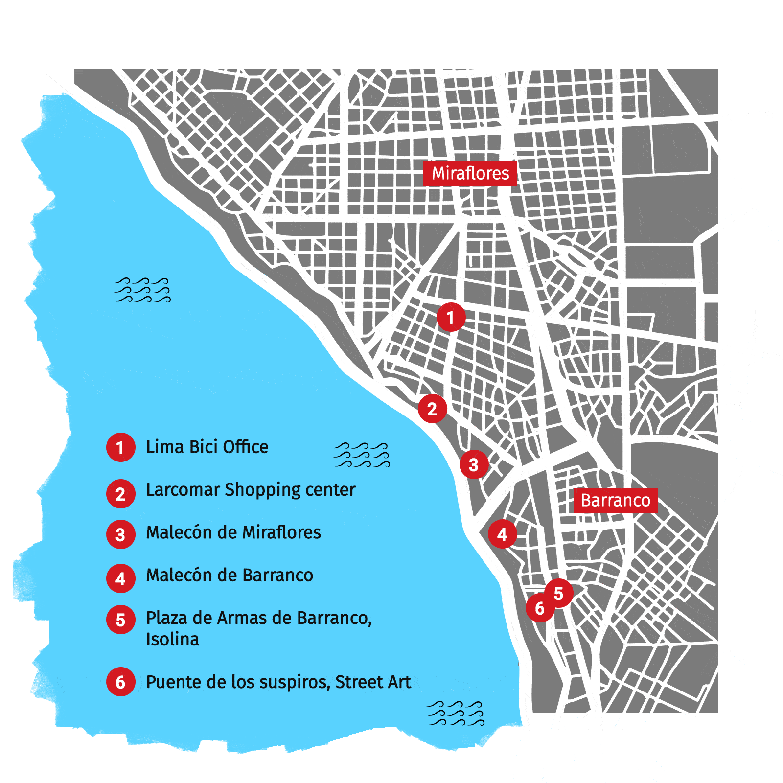 Map Huariques and Bike Lima